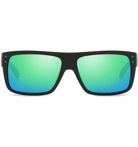 Square Unisex Polarized Sunglasses UV Protection Retro Rectangular Sun Glasses For Men & Women D912 - Black/Green - C9194NA2T...
