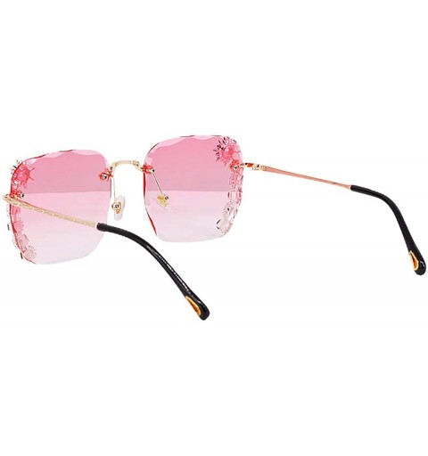 Square Sparkling Crystal Sunglasses UV Protection Rhinestone Sunglasses - Pink Wave - CV190LEA85N $18.72