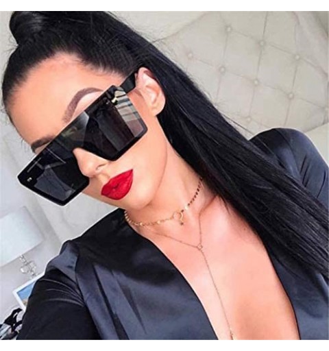 Semi-rimless Oversized Square Sunglasses Women Luxury Fashion Flat Top Red Black Clear Lens Men Gafas Shade Mirror UV400 - 2 ...