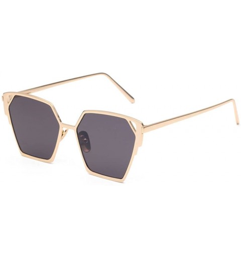 Sport Fashion Men Cat Eye Sunglasses Coating Mirror Lens UV400 Unisex Square Sunglasses - Gold/Grey - C312IOUXPER $14.63