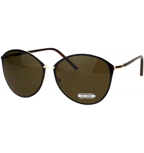 Round Womens Fashion Sunglasses Chic Stylish Round Frame UV 400 - Gold Brown (Brown) - CZ18L4W5HTI $8.36