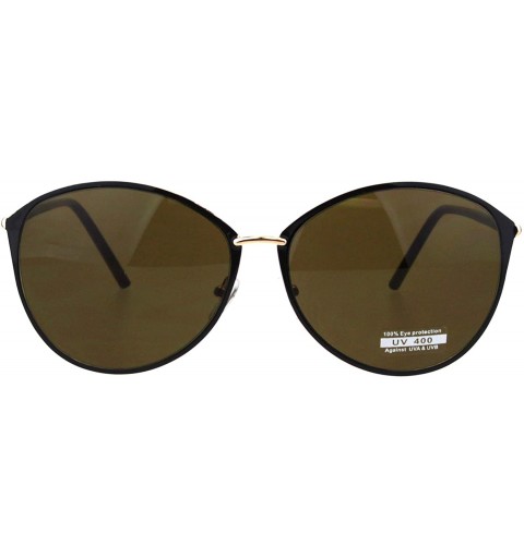 Round Womens Fashion Sunglasses Chic Stylish Round Frame UV 400 - Gold Brown (Brown) - CZ18L4W5HTI $8.36
