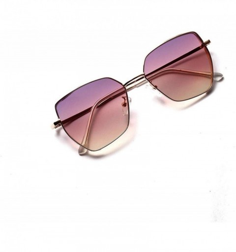 Round Retro Classic Polygon Oversized Sunglasses Men Women Luxury Vintage Metal Frame Mirrors Square Sun Glasses - 2 - CF198Z...