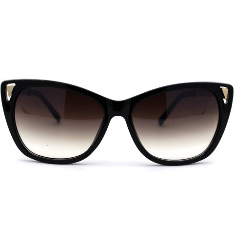 Butterfly Cat Eye Hallow Tip Hinge Womens Butterfly Sunglasses - Black Brown - CZ12F5TPTL7 $10.36