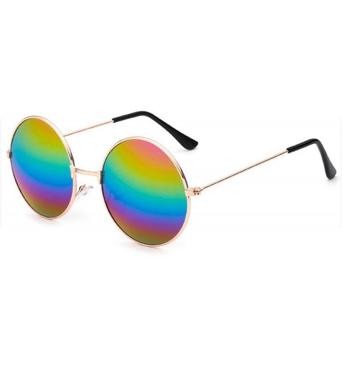 Round Round Glasses Men Women Steampunk Sunglasses Vintage Sunglasse Er 2020 New Mirror UV400 - Gold Colors - CJ199CHILWY $13.69