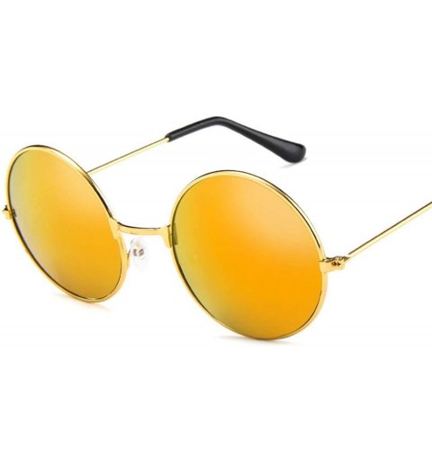 Round Round Glasses Men Women Steampunk Sunglasses Vintage Sunglasse Er 2020 New Mirror UV400 - Gold Colors - CJ199CHILWY $13.69