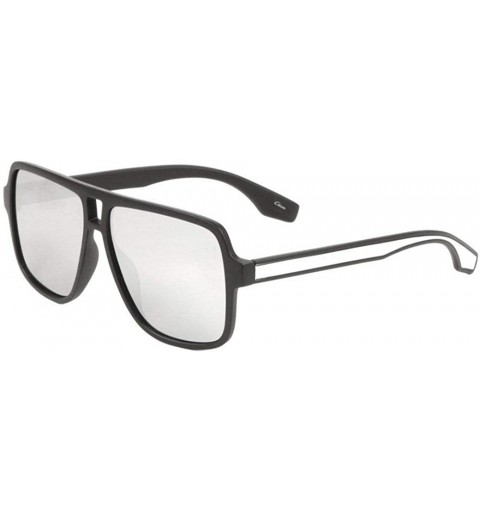 Square Sleek Square Flat Top Retro Aviator Sunglasses - Black & White Frame - C918WD0RDXQ $18.25