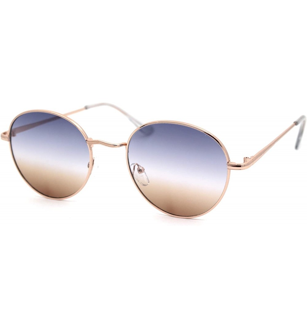 Round Dad Shade Tie Dye Gradient Lens Victorian Metal Rim Sunglasses - Gold Black Brown - C81956SEILT $13.43