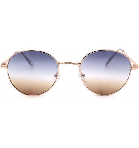 Round Dad Shade Tie Dye Gradient Lens Victorian Metal Rim Sunglasses - Gold Black Brown - C81956SEILT $13.43