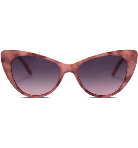 Cat Eye Retro Cateye Polarized Sunglasses for Women Vintage SJ2079 - C3 Purple Tortosie Frame/Gradient Grey&red Lens - CF18XS...