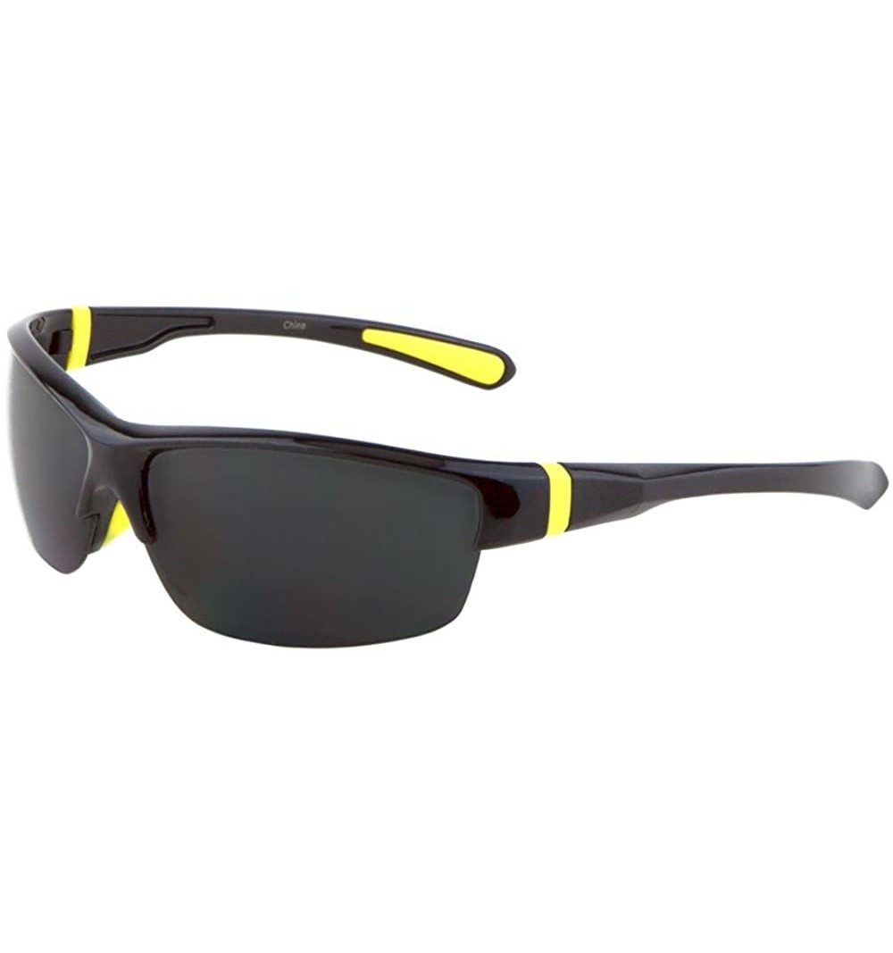 Sport Men Sport Wrap Around Sunglasses Driving Motocycle Sport Golf Eyewear - Mj0085-yellow - C117Z64CUQO $7.77