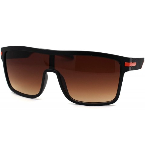 Shield Mens Oversized Shield Robotic Sport Plastic Sunglasses - Black Orange Brown - CC18ZTATSQ0 $13.15