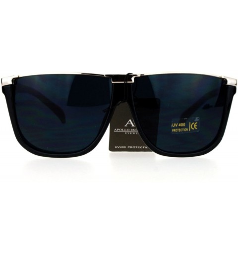 Rectangular Metal Flat Top Mobster Rectangular Unique Mens Sunglasses - Black - CS12EA42T6P $9.36