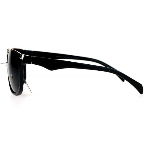 Rectangular Metal Flat Top Mobster Rectangular Unique Mens Sunglasses - Black - CS12EA42T6P $9.36