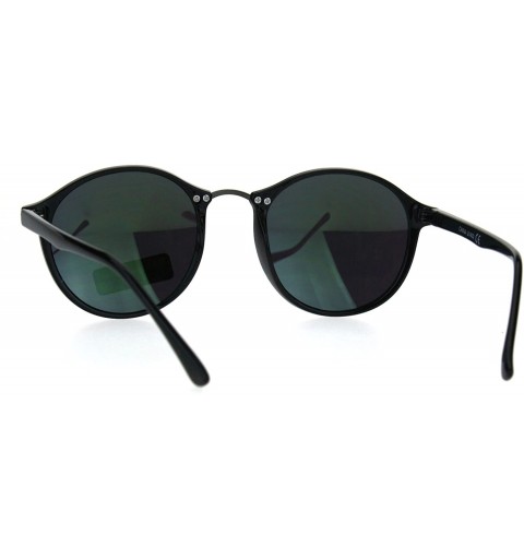 Round Mens Round Thin Plastic Retro Horn Rim Color Mirror Lens Sunglasses - Black Teal - CQ17YSOMZ6E $12.34