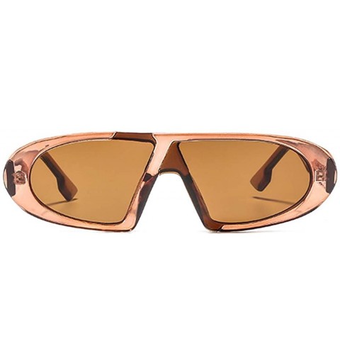 Oval Vintage Small Oval Sunglasses Retro Trendy Plastic Frame - Brown - CW194UHDND5 $23.45
