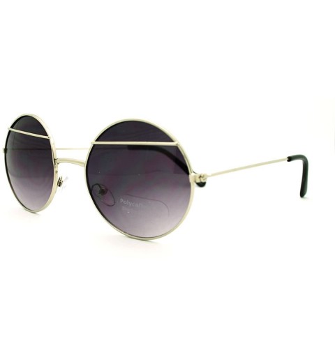 Round Circle Round Sunglasses Unique Metal Top Line Unisex Fashion - Silver - C9185Z7WWDA $12.46