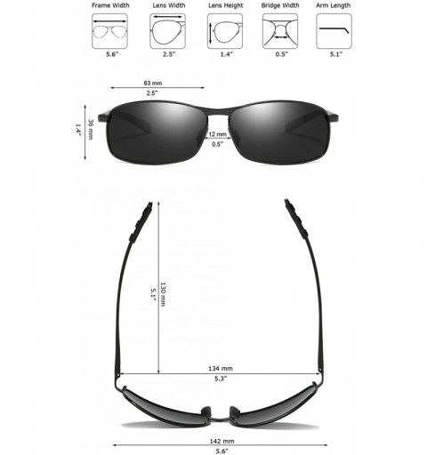 Wayfarer Rectangular Polarized Sunglasses Al-Mg Alloy Temple Spring Hinge UV400 - Black - CH189SKWEG6 $20.01