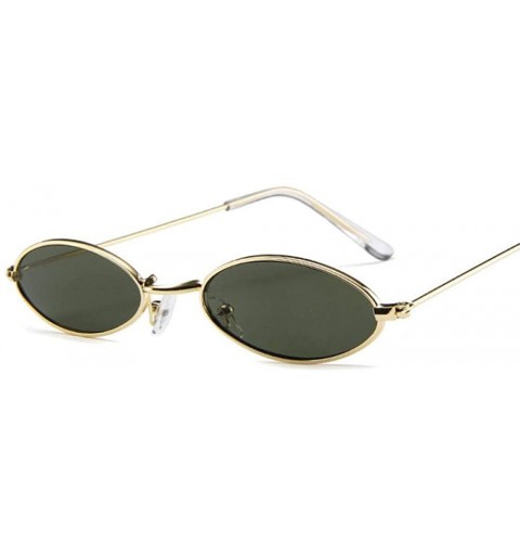 Oval Small Oval Sunglasses For Men Male Retro Metal Frame Yellow Red Vintage Black - Green - C918XAK6KLE $19.34
