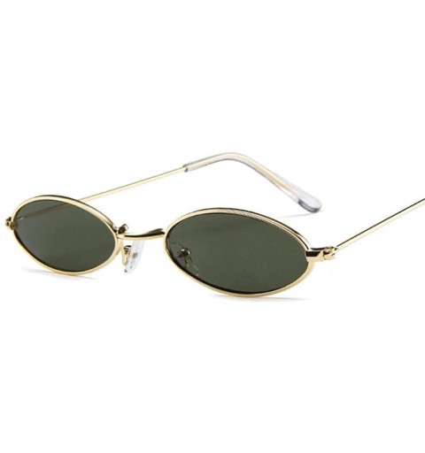 Oval Small Oval Sunglasses For Men Male Retro Metal Frame Yellow Red Vintage Black - Green - C918XAK6KLE $8.94