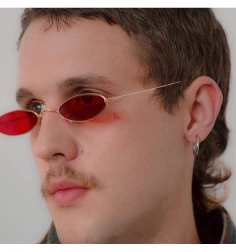 Oval Small Oval Sunglasses For Men Male Retro Metal Frame Yellow Red Vintage Black - Green - C918XAK6KLE $20.06