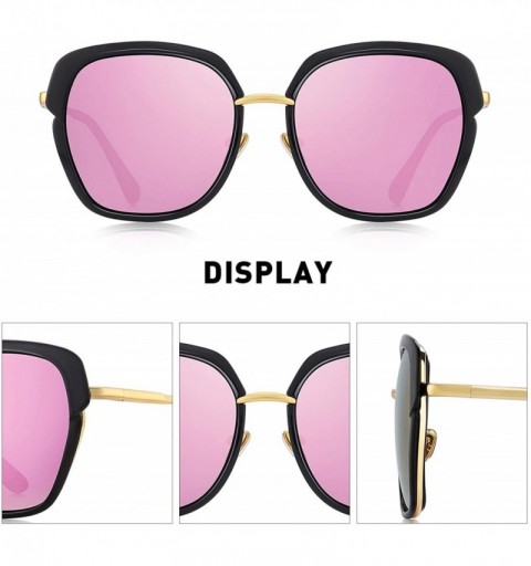 Round Vintage Oversized Shield Frame Women's Polarized Sunglasses Holiday Sunglasses for Women with Gift Box O6371 - CZ18H30Y...