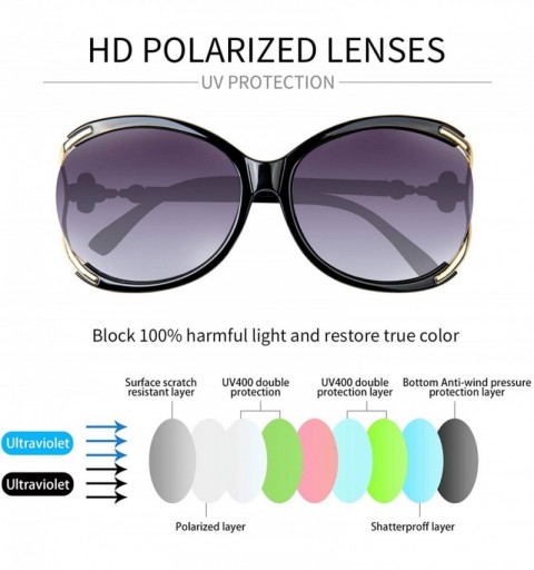 Oversized Classic Polarized Sunglasses for Women Oversized - Fashion Retro Sun Glass for Driving - 100% UV Protection - CW18T...