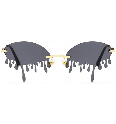 Rimless Rimless Retro Batman Vintage Fashion Style Sunglasses Steampunk Eyewear - Black Drop - CJ199IHME64 $16.47