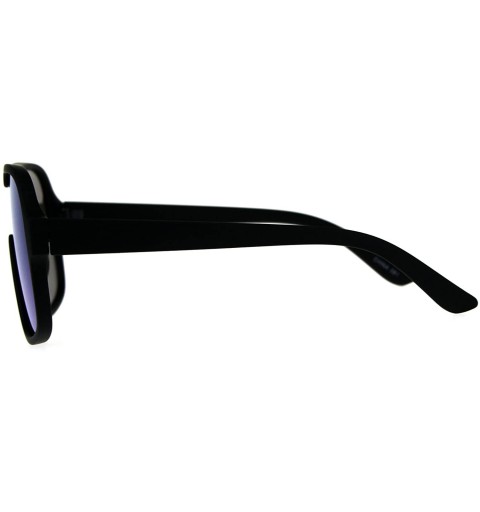 Shield Color Mirror Futuristic Robotic Shield Plastic Racer Sunglasses - Black Blue - C018CRIISET $11.28