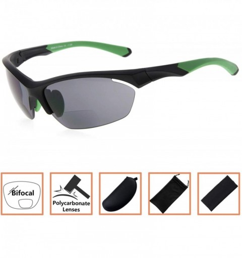 Sport Retro Mens Womens Sports Half-Rimless Bifocal Sunglasses - Black Frame/Green Arm - C9189X5LROR $22.17