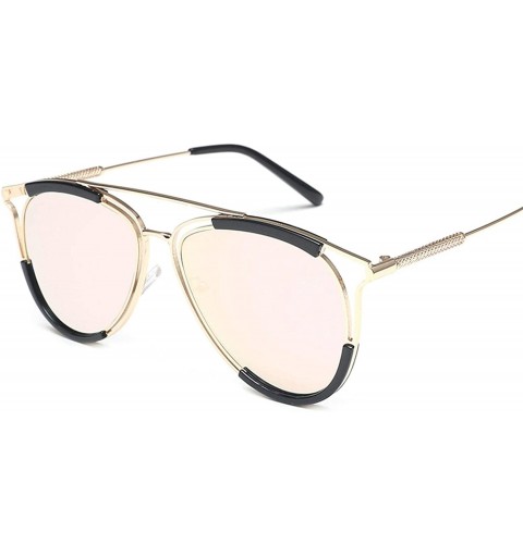 Rimless Vintage style Big Round Frame Sunglasses for Women Plate Resin UV400 Sunglasses - Pink - CC18SAS2EOI $21.47