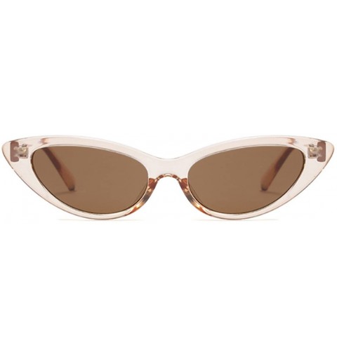 Cat Eye Cat Eye Small Sunglasses Small Narrow Oval Vintage Retro Mini eyewear - Brown - CI18DTT9QS3 $8.54