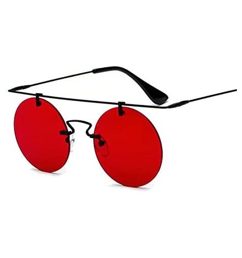Semi-rimless Fashion Men Women Designer Glasses Classic Round Rimless Steampunk Sunglasses Vintage Eyewear - C6 - CN18Y40RK5L...