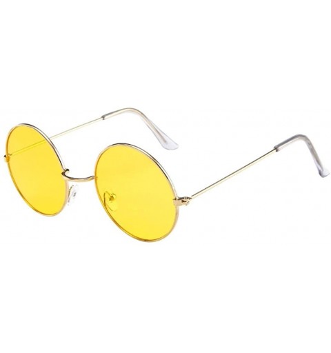 Aviator Women Men Vintage Retro Glasses Unisex Fashion Circle Frame Sunglasses - CP18EU0HKGD $10.79