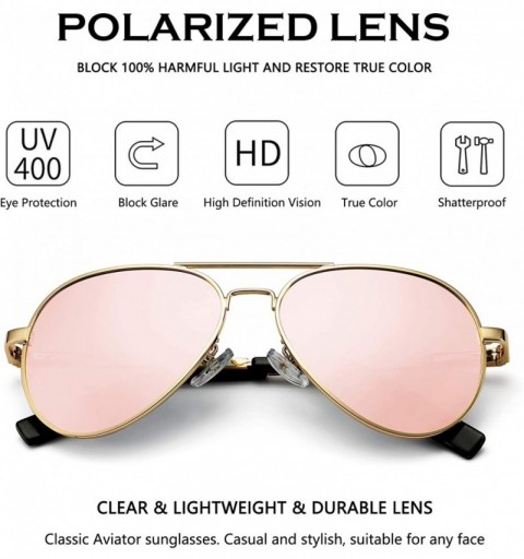 Aviator Classic Aviator Sunglasses for Men Women Polarized Lens - UV400 - 58mm - A3 Gold Frame/Pink Mirrored Lens - CC18O3OL0...