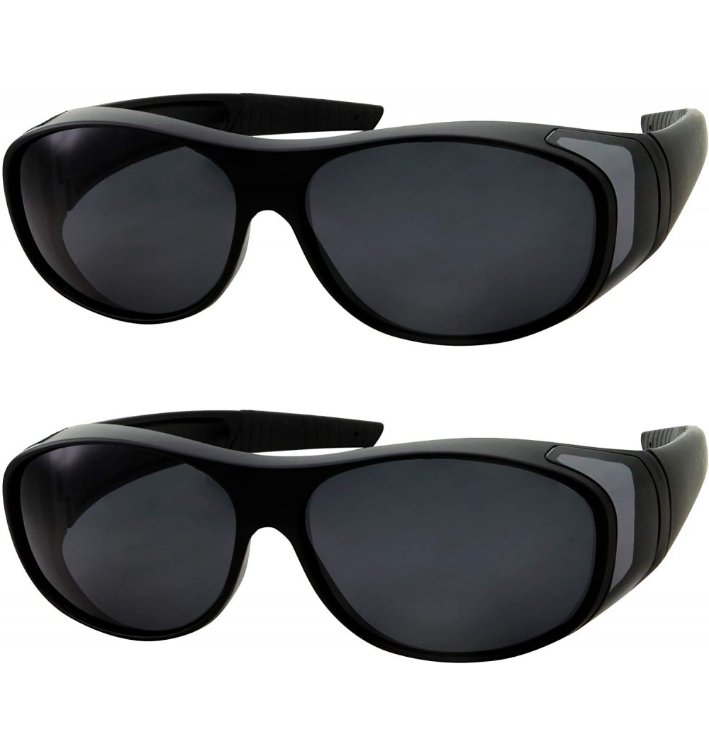 Oval Polarized Sunglasses Wear Over Prescription Glasses (2 pcs) - 2 Pairs Black - CB12FYWQMM5 $21.94