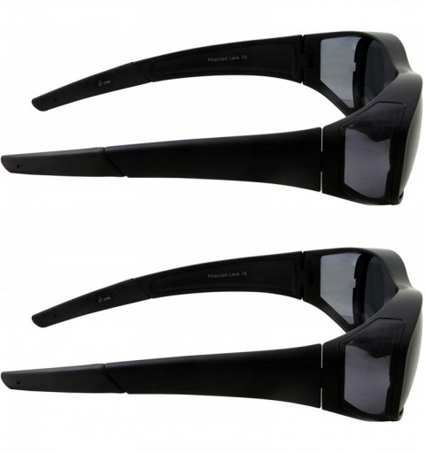 Oval Polarized Sunglasses Wear Over Prescription Glasses (2 pcs) - 2 Pairs Black - CB12FYWQMM5 $21.94
