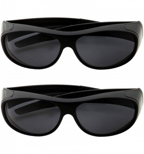 Oval Polarized Sunglasses Wear Over Prescription Glasses (2 pcs) - 2 Pairs Black - CB12FYWQMM5 $21.94