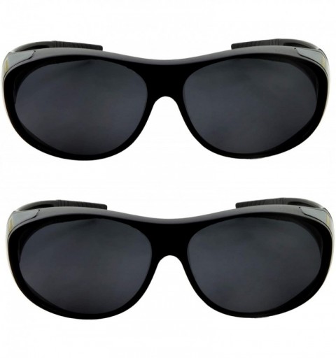 Oval Polarized Sunglasses Wear Over Prescription Glasses (2 pcs) - 2 Pairs Black - CB12FYWQMM5 $21.94