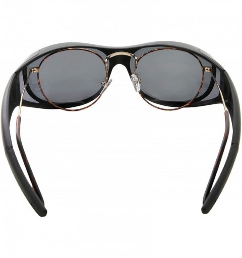 Oval Polarized Sunglasses Wear Over Prescription Glasses (2 pcs) - 2 Pairs Black - CB12FYWQMM5 $21.94