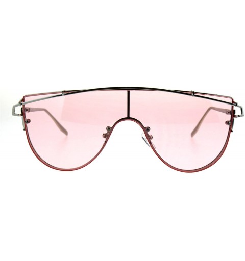 Shield Mens Unique Flat Top Shield Robotic Futurism Sunglasses - Pink - CF185QEGG2G $28.09