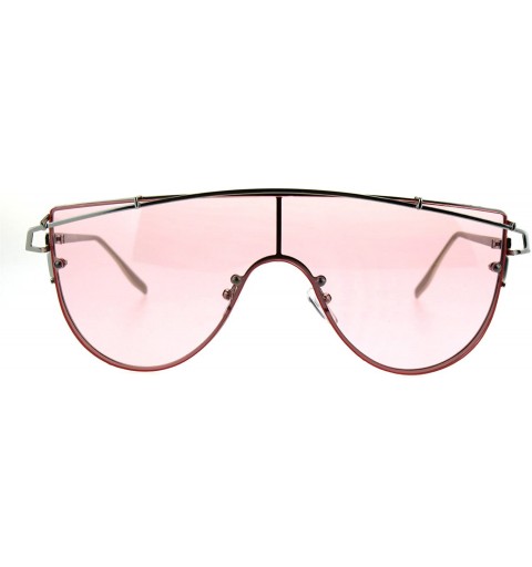 Shield Mens Unique Flat Top Shield Robotic Futurism Sunglasses - Pink - CF185QEGG2G $14.94