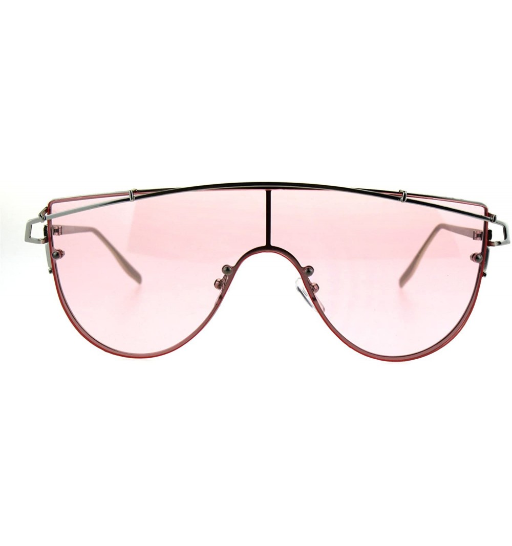Shield Mens Unique Flat Top Shield Robotic Futurism Sunglasses - Pink - CF185QEGG2G $31.29