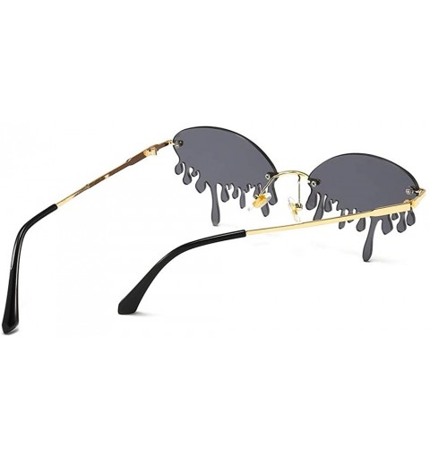 Rimless Rimless Retro Batman Vintage Fashion Style Sunglasses Steampunk Eyewear - Black Drop - CJ199IHME64 $16.47