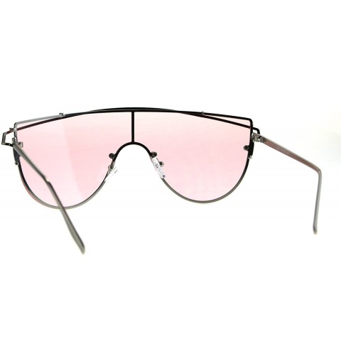 Shield Mens Unique Flat Top Shield Robotic Futurism Sunglasses - Pink - CF185QEGG2G $14.94