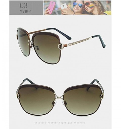 Aviator Sexy Luxury Polarized Sunglasses For Women 2019 Red Metal Frame Y7691 C1 BOX - Y7691 C3 Box - CR18XE0HUDQ $35.59