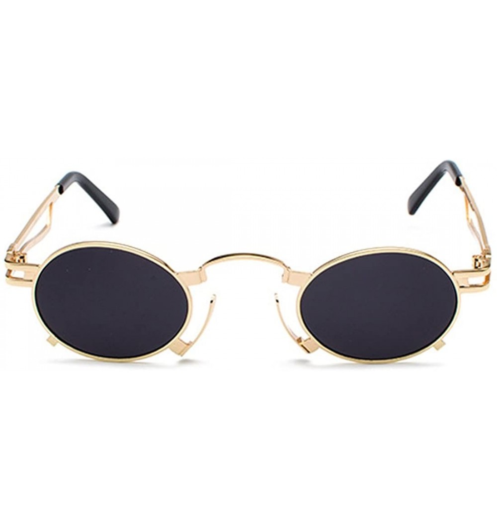 Oval Men's & Women's Sunglasses Vintage Oval Metal Frame Sunglasses - Gold Frame Black Ash - C218EQIKGTG $9.26