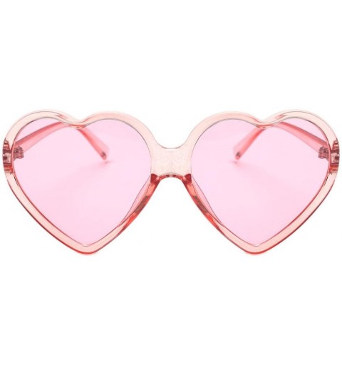 Goggle Women Fashion Unisex Heart-shaped Shades Sunglasses Integrated UV Glasses (Pink) - Pink - CI18EK3AR0W $7.00