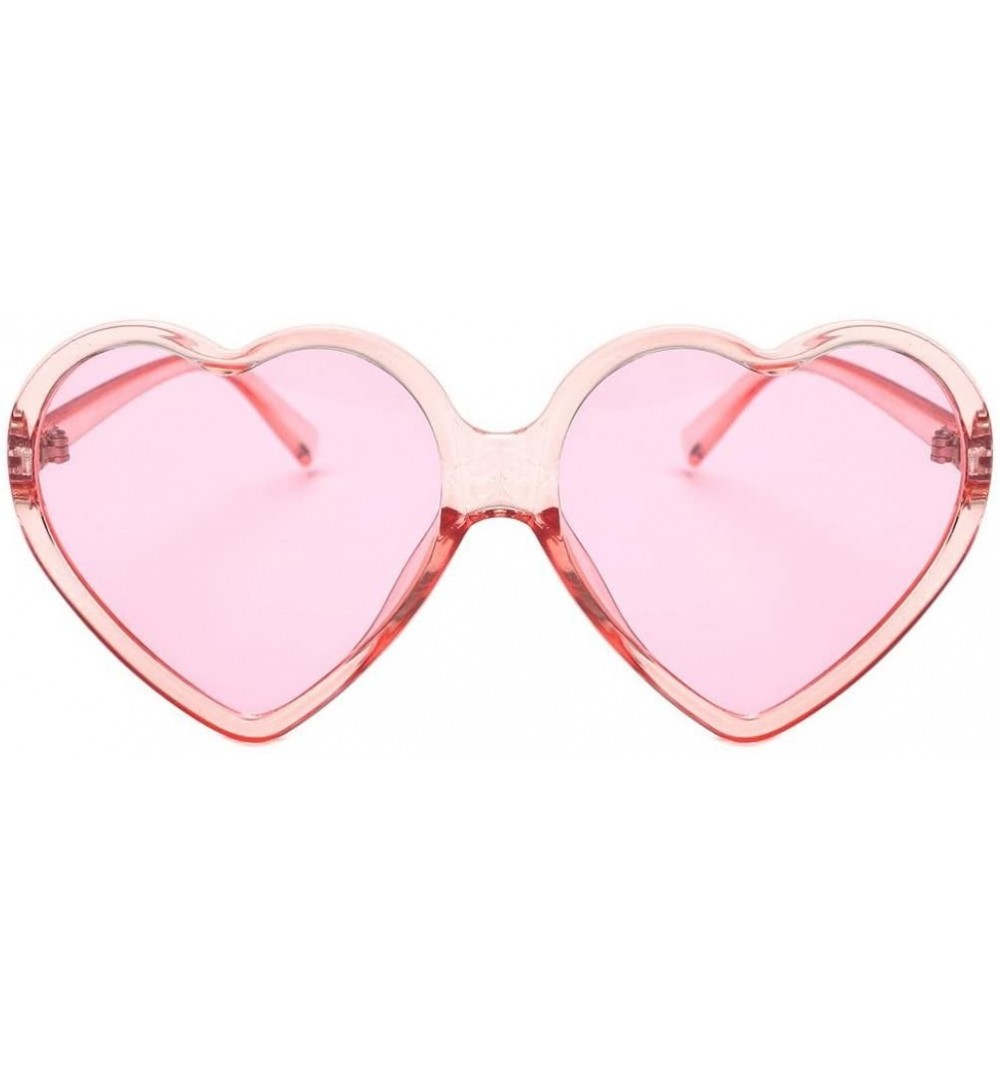 Goggle Women Fashion Unisex Heart-shaped Shades Sunglasses Integrated UV Glasses (Pink) - Pink - CI18EK3AR0W $7.00