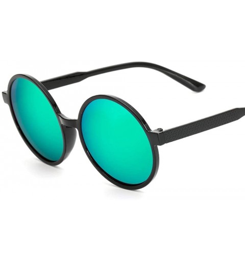 Goggle Vintage Sunglasses Custom Sunglasses Hipster Round Sunglasses Ladies Sunshade - Brilliant Black and Green Mercury - CJ...